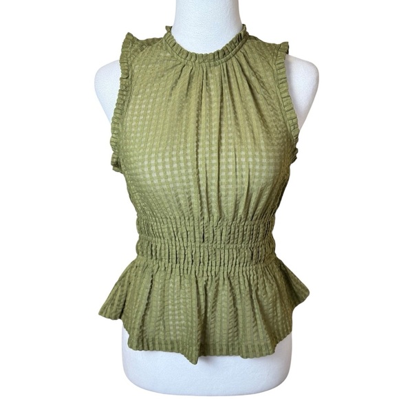 Anthropologie Maeve Smocked Halter Top Olive Green XS Boho Bohemian Chic Fall - Picture 5 of 13